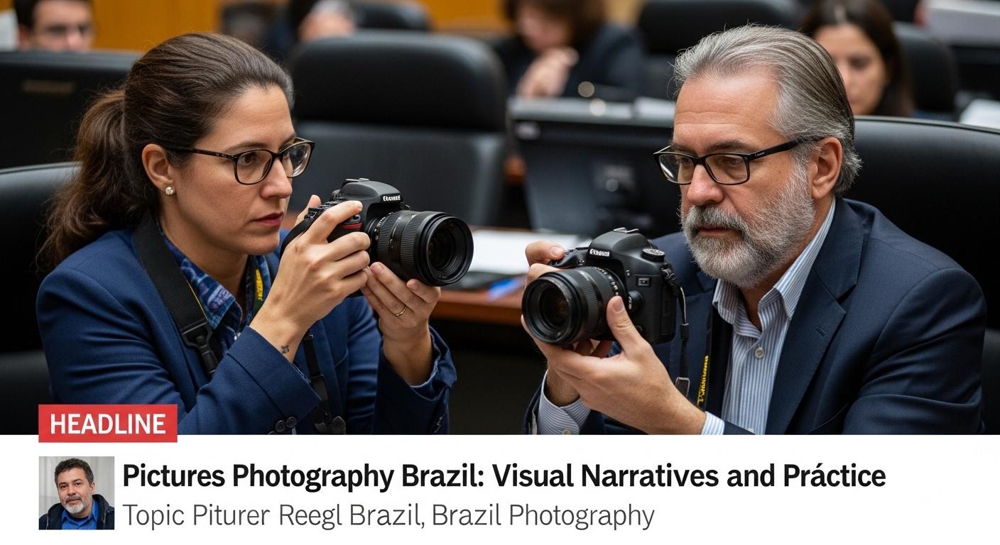 A group of Brazilian photographers capturing street scenes in a colorful cityscape, embodying Pictures Photography Brazi