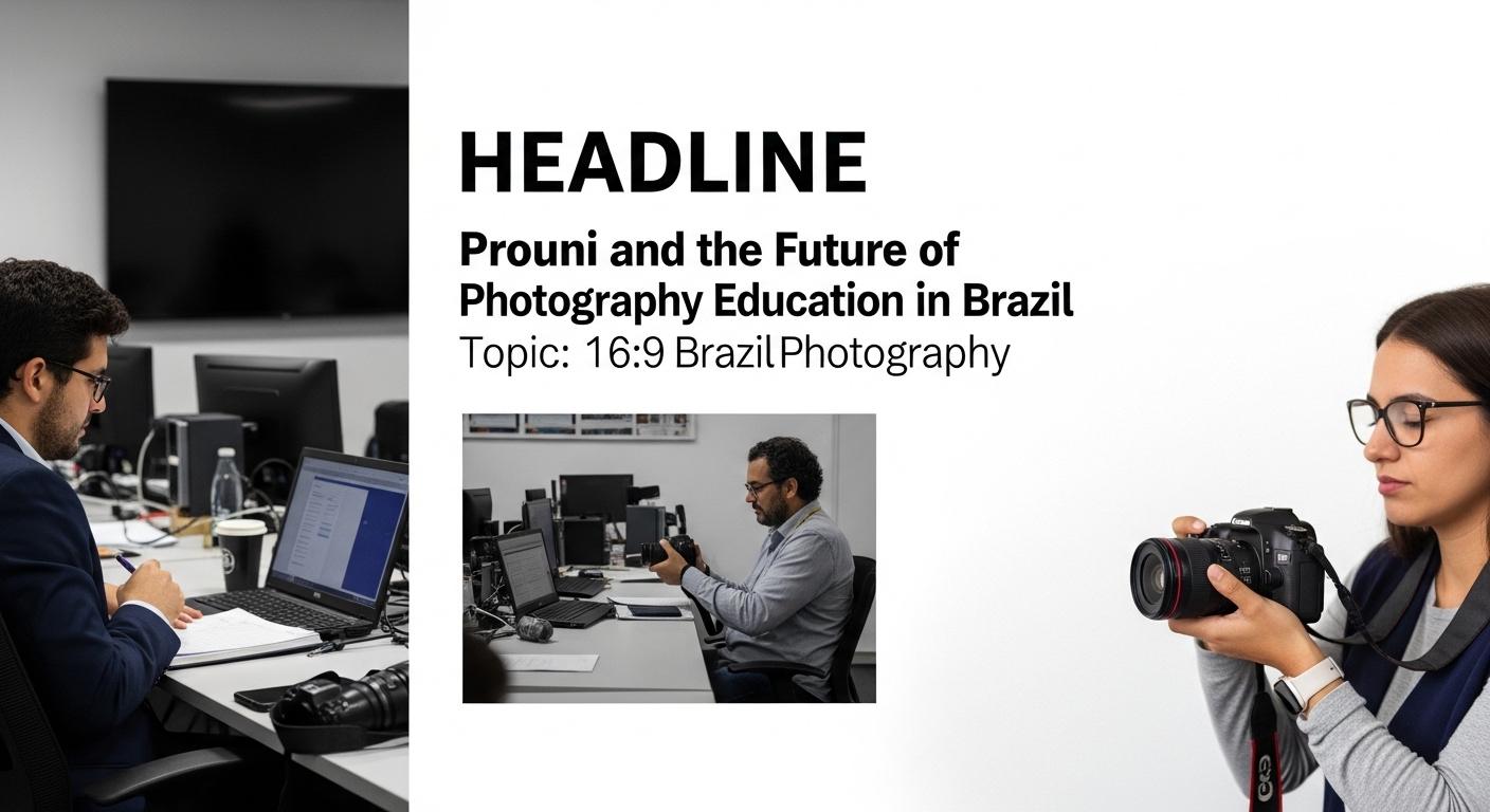 Brazilian photography student exploring prouni scholarship options in a studio setting