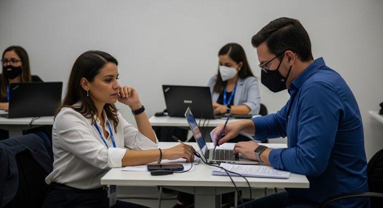 Fans scanning digital tickets at a Brazilian concert venue entrance with a smartphone.