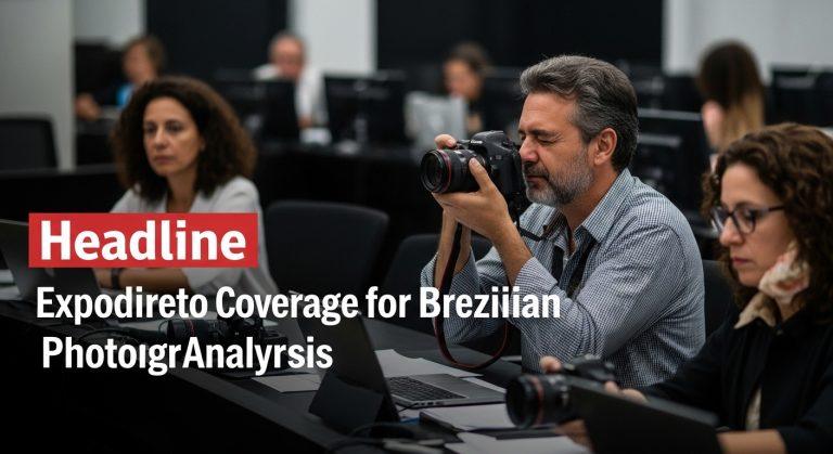 Photographers shooting at Expodireto Cotrijal, highlighting agricultural machinery and expo crowds.